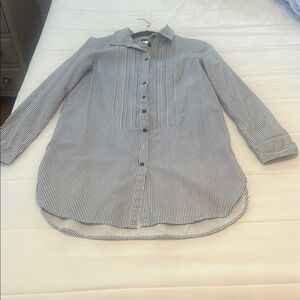 H&M Pinstripe Long Sleeve Dress - Blue and White